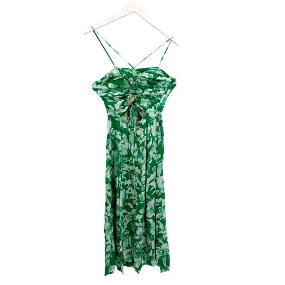 Maje Ecru Green Imfrime Floral Patterned Maxi Dress Size 34/XS - Picture 5 of 10